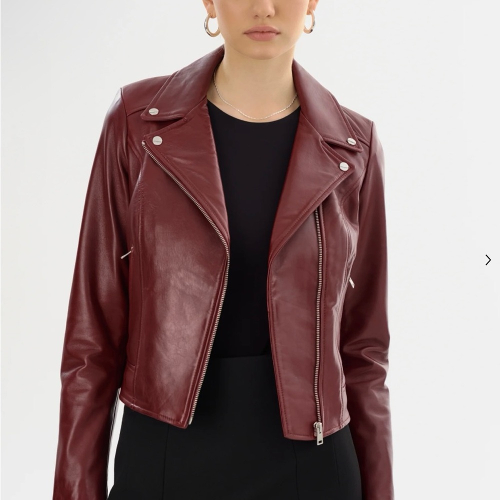 Lamarque Deep Red Leather Jacket